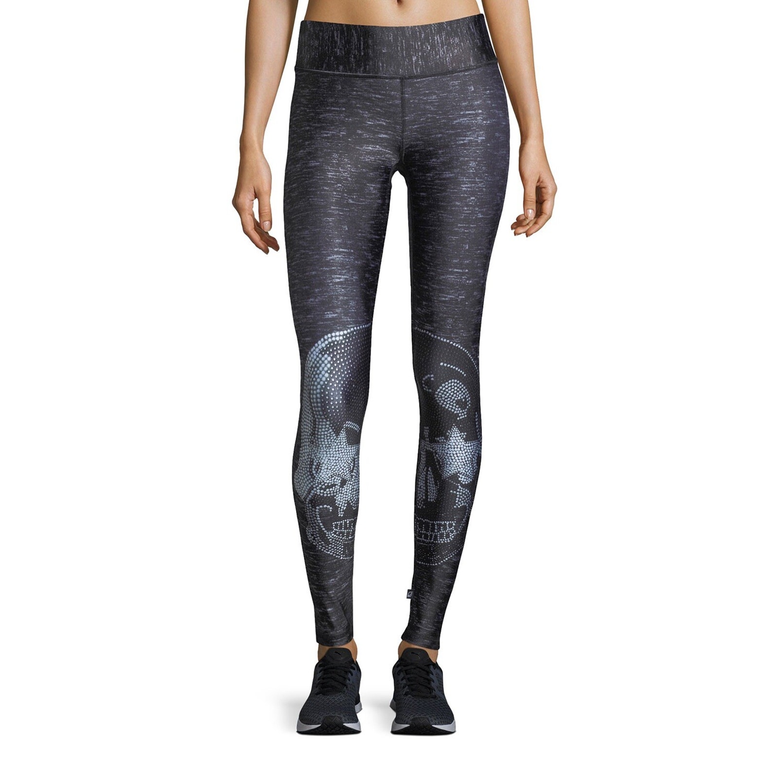 Terez Crystal Skull Tall-Band Performance Leggings Size Medium M